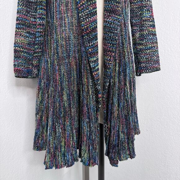 Fairycore Boho Multicolor Knit Cardigan Single Button 3/4 Sleeves, - Picture 4 of 7